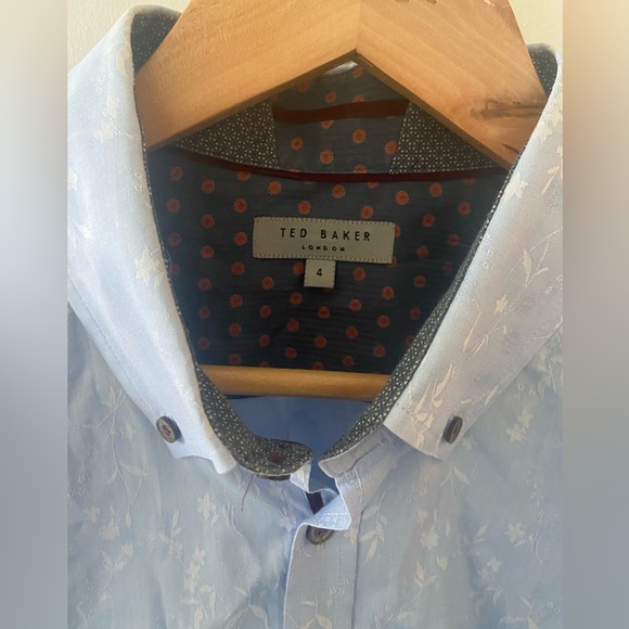 Light Blue, Floral Pattern Ted Baker Dress Shirt. - Picture 2 of 3
